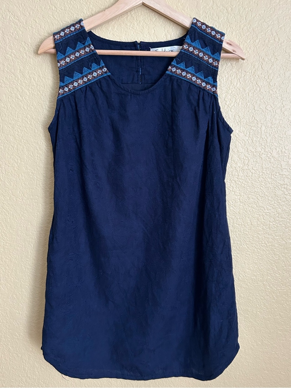 Solitaire Navy Sleeveless Shift Dress